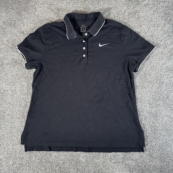 Nike Polo Shirt Womens 2XL Dri-FIT Golf Embroidered Swoosh Piped CJ1810-010 - Picture 1 of 8